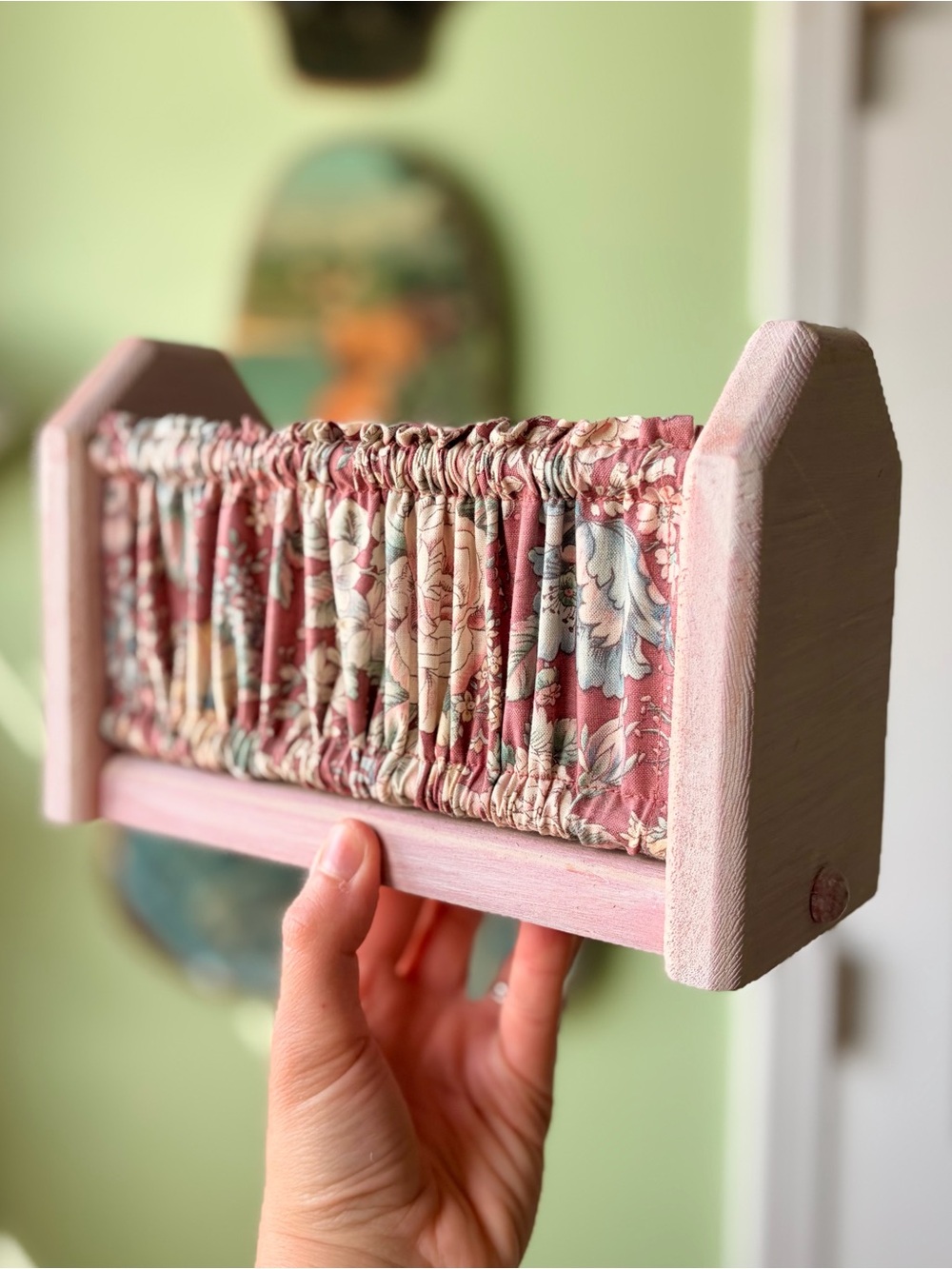Handmade Pink Floral Fabric Wooden Napkin Holder Kitchenware